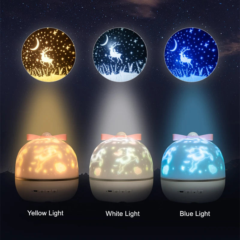 Music Projector Night Light With BT Speaker ReChargeable Universe Starry Sky Rotate LED Lamp Star Projector Light Kids baby Gift