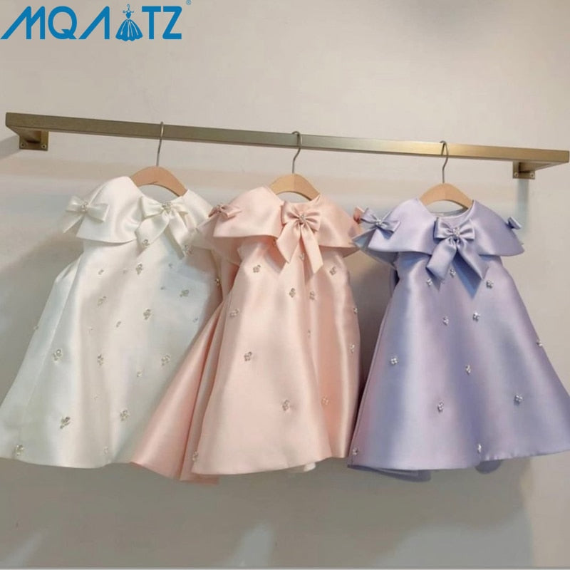 MQATZ Summer Dress 1 Year Kids Tutu Bow Newborn Christening Princess Vestido Toddler Birthday Children Baptism Baby Girl Clothes