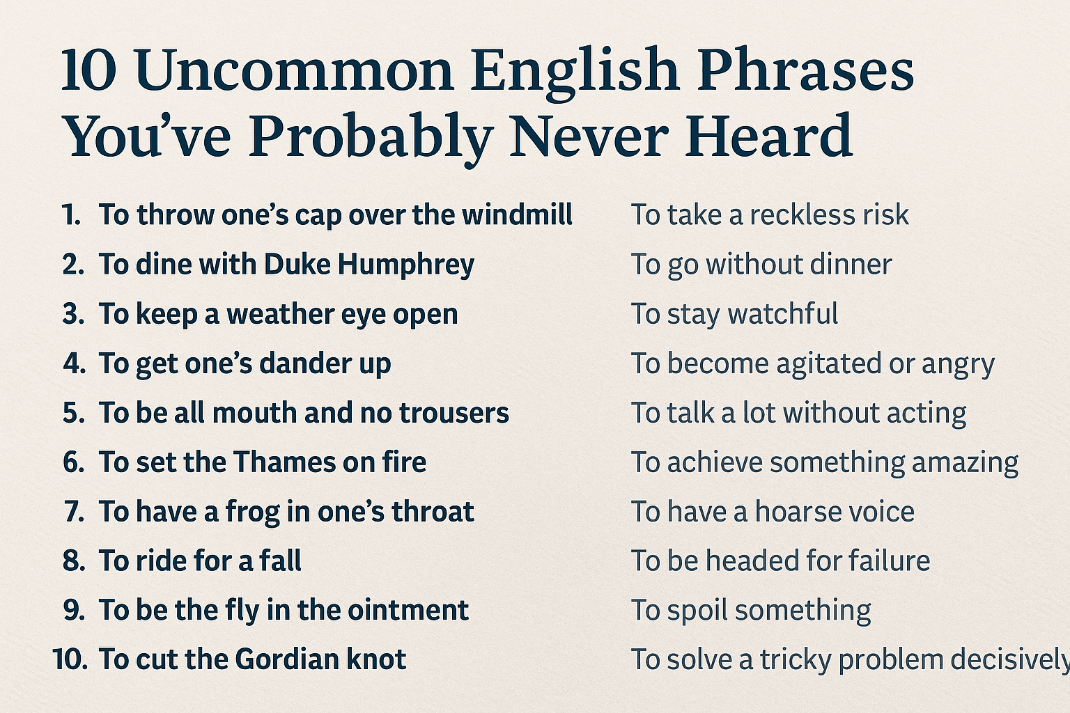 10 Uncommon English Phrases You’ve Probably Never Heard