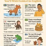Fun Idioms from Around the World You’ll Wish Existed in English Every language has its own quirky, colorful idioms—but some are so unique and delightful that they make English sound… a little boring in comparison! While English has gems like “break the ice” and “bite the bullet”, other languages take creativity to a whole new level when it comes to describing everyday situations with humor, emotion, or imagery. In this article, we’ll explore some of the funniest, most expressive idioms from different parts of the globe—ones so good, you’ll wish we had them in English. Why Idioms Are Cultural Gold Idioms are more than just phrases. They reflect a culture’s: Humor History Environment Mindset Whether it’s about food, animals, love, or life’s struggles, idioms give us a window into how people think and relate to the world. Ready to laugh, learn, and get inspired by language? Let’s go! 1. 🇸🇪 Swedish: “There’s no cow on the ice.” Ingen ko på isen Literal meaning: There’s no cow on the ice. Actual meaning: There’s no need to worry. This idiom comes from a time when a cow slipping on ice was a serious problem for Swedish farmers. Now it simply means: “Relax, it’s fine.” 📚 SwedishPod101 explains it here 2. 🇮🇳 Hindi: “My ears are sweating.” Mere kaan se paseena aa raha hai Literal meaning: My ears are sweating. Actual meaning: I’m extremely nervous. This incredibly visual idiom is used when someone is under intense pressure—like during exams or public speaking. Who hasn’t felt so nervous they could sweat from their ears? 3. 🇯🇵 Japanese: “Even monkeys fall from trees.” 猿も木から落ちる (Saru mo ki kara ochiru) Literal meaning: Even monkeys fall from trees. Actual meaning: Even experts make mistakes. This saying is both wise and humble, reminding us that nobody is perfect—not even those who are “naturals” at something. 🔗 Tofugu explains Japanese proverbs 4. 🇧🇷 Portuguese (Brazil): “To buy a cat in a sack.” Comprar gato por lebre Literal meaning: To buy a cat thinking it was a rabbit. Actual meaning: To be tricked or scammed. The imagery is vivid—imagine opening your grocery bag to find a hissing cat instead of dinner! A classic Brazilian way to express disappointment or deceit. 5. 🇰🇷 Korean: “The frog forgets it was once a tadpole.” 개구리 올챙이 적 생각 못한다 Literal meaning: The frog doesn’t remember when it was a tadpole. Actual meaning: Someone forgets their humble beginnings. This idiom teaches humility—just because you've succeeded doesn't mean you should forget where you came from. 6. 🇹🇷 Turkish: “To be like a camel at a wedding, a flea at a feast.” Düğünde deve, bayramda pire olmak Literal meaning: Being like a camel at a wedding and a flea at a feast. Actual meaning: To feel out of place or unwanted. A humorous way to describe awkwardness or being in the wrong place at the wrong time! 7. 🇫🇮 Finnish: “To run through one’s boots.” Juosta sukkasillaan Literal meaning: To run in socks (no boots). Actual meaning: To do something without preparation. A metaphor for jumping into a situation unready—common among enthusiastic risk-takers. 8. 🇫🇷 French: “To have other cats to whip.” Avoir d’autres chats à fouetter Literal meaning: I have other cats to whip. Actual meaning: I have other things to do. Don’t worry—no cats are harmed. It’s the French version of “I’ve got bigger fish to fry.” 🔗 Explore more French idioms at Lawless French Why These Idioms Are So Great These idioms are: Vivid — You can see them in your mind. Funny — Who wouldn't giggle at a sweaty-eared student? Culturally rich — They reveal history, customs, and values. And best of all, they express ideas in ways that feel fresh and creative—much more exciting than plain language. Could English Use These Idioms? Yes—and sometimes, it does. English is constantly borrowing words, phrases, and expressions from other cultures. Think of: “Déjà vu” (French) “Karma” (Sanskrit) “Wanderlust” (German) In the same way, maybe one day we’ll hear someone in the U.S. say, “There’s no cow on the ice” to mean “Chill out.” Language evolves—and idioms are often at the front of that evolution. Final Thoughts: Idioms Make Language Beautiful Idioms are mini-stories packed into a phrase. They make us laugh, think, and feel connected to something deeper than just grammar rules. Whether you’re learning a new language or just love words, idioms remind us that humans everywhere are creative, funny, and full of insight. So next time you feel awkward, or nervous, or tricked—think of a camel at a wedding, a monkey falling from a tree, or ears drenched in sweat. You might not say it out loud, but it’ll make your day a little brighter. And maybe, just maybe, you’ll start wishing English had cats on ice too.